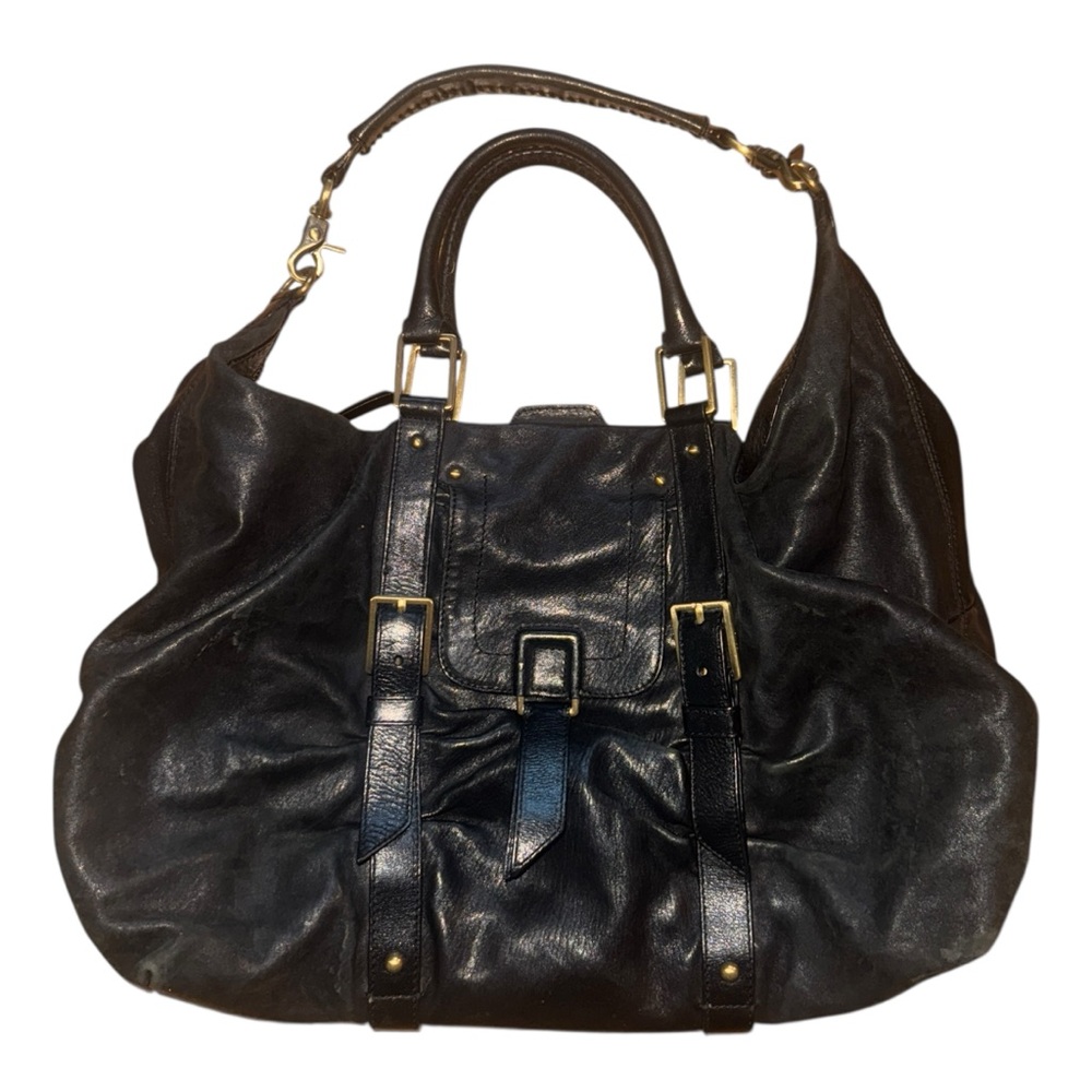 BOTKIER Large Sasha Bag, Black Leather, Y2K Slouchy Leather Hobo Bag Purse